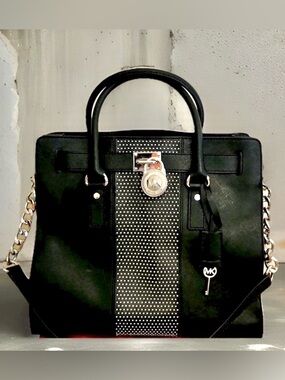 Michael Kors Hamilton Microstud Leather Handbag Satchel Ret $450 Edgy Citycore